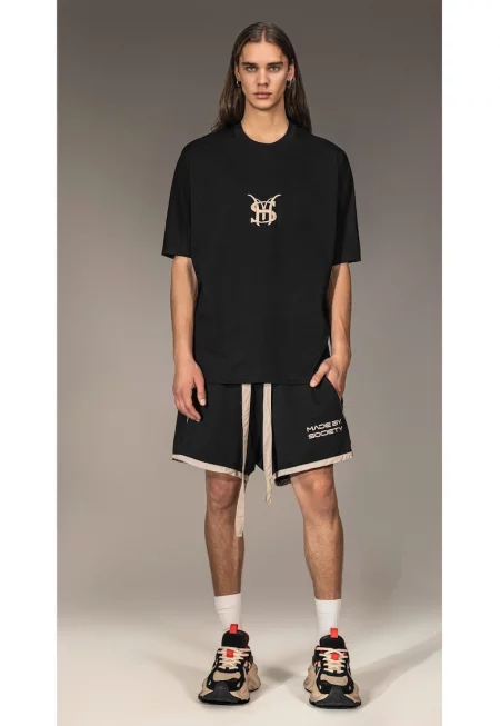 Бермуди Произведено от Society - Свободна кройка - B15610 - Черен/Бежов