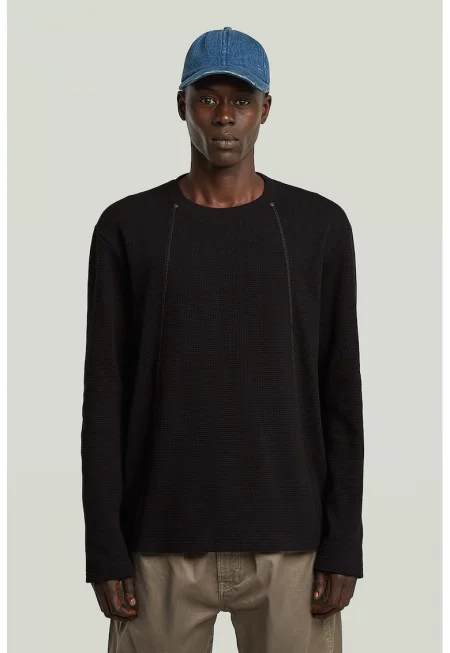 Блуза с контрастни шевове - Черен