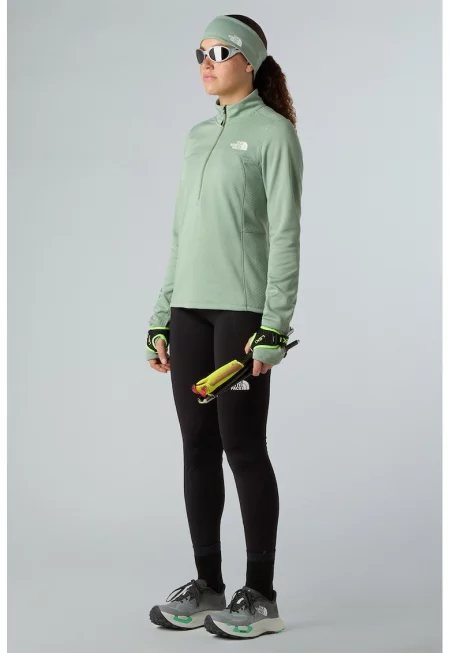 Блуза за трейл бягане Winter Warm Pro с къс цип - Светлозелен