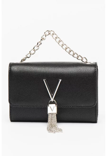 Чанта през рамо Divina с презрамка с верижка - Черен