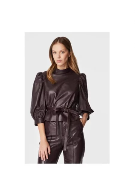 Дамска блуза - Изработка по поръчка - 300971963 - Естествена кожа - Лилаво - Виолетов