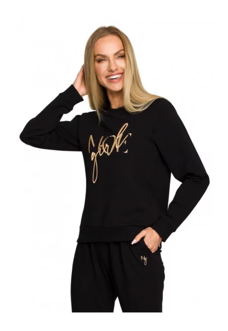 Дамска блуза  С шарка - Памук - Еластан - Черна