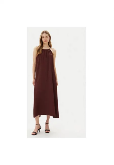 Дамска лятна рокля  TD0757 - Вискоза/Рейон - Кафяв - Кафяв