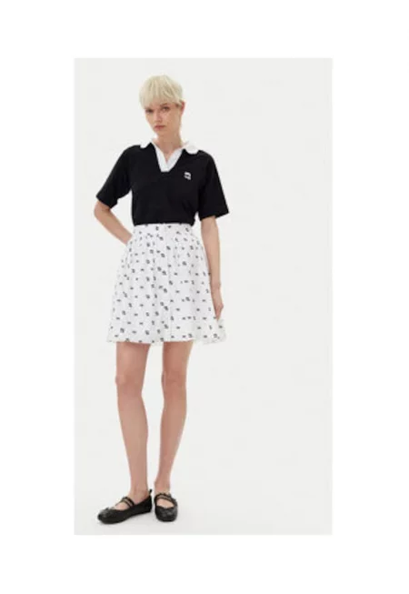Дамска пола -  KARL DOT AOP - черно и бяло - 100% органичен памук