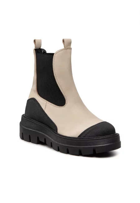 Дамски ботуши челси -  естествена кожа - бежови - Бежов