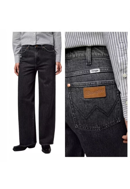 Дамски дънки  Loose Straight - Straight Fit - Висока талия - 5 джоба - Дълги - Цип - Памук - Сив