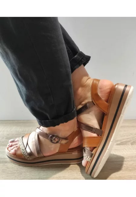 Дамски ежедневни сандали Jana 28267-44 Кафяви с металик - 674645 - Кафяв