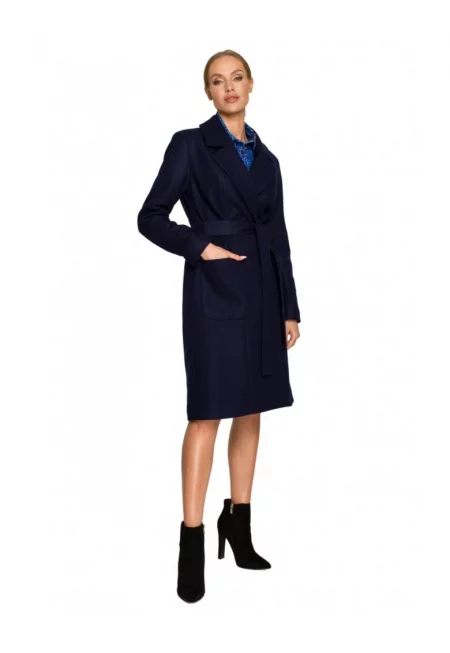 Дамско палто -  Полиестер/Акрил - Морско синьо