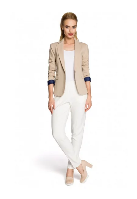 Дамско сако  Памук/Еластан - Бежов - Бежов