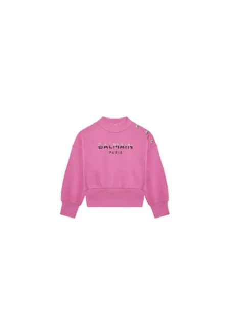 Детски суитшърт  памук/еластан - розов - 164 см