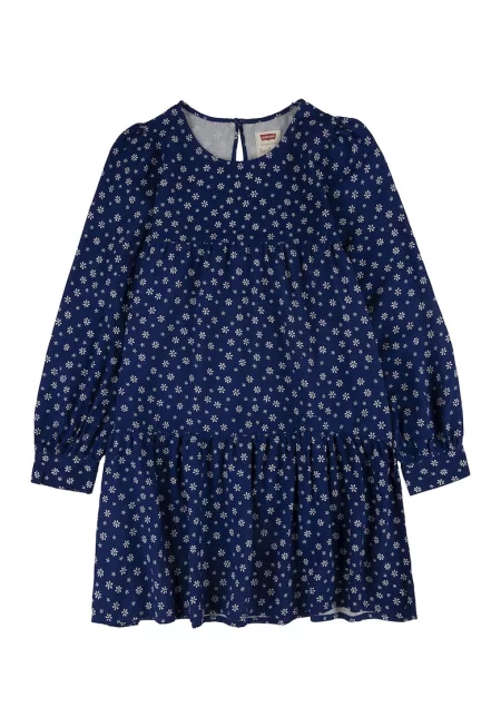 Флорална рокля - Бял/Тъмносин