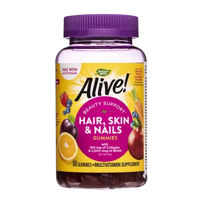 Формула за коса, кожа и нокти Алайв - Alive! Hair, Skin & Nails Gummies, 60 желирани таблетки