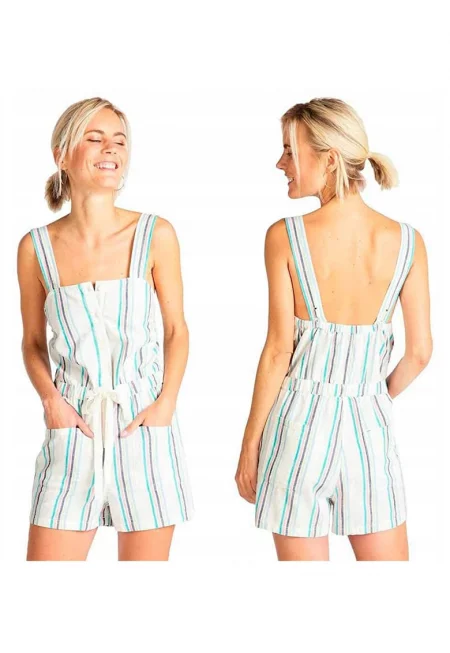 Гащеризон -  Комбинезон с каишка - Стандартна кройка - Тип крачол: Прав - Закопчаване: Копчета - M - Бял - 1 част