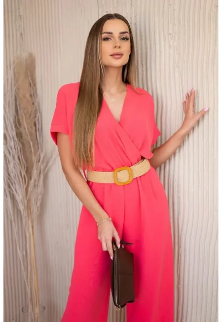 Гащеризон с декоративен колан на талията - Един размер