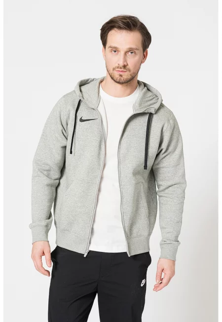 Худи с цип и джобове - Сив меланж