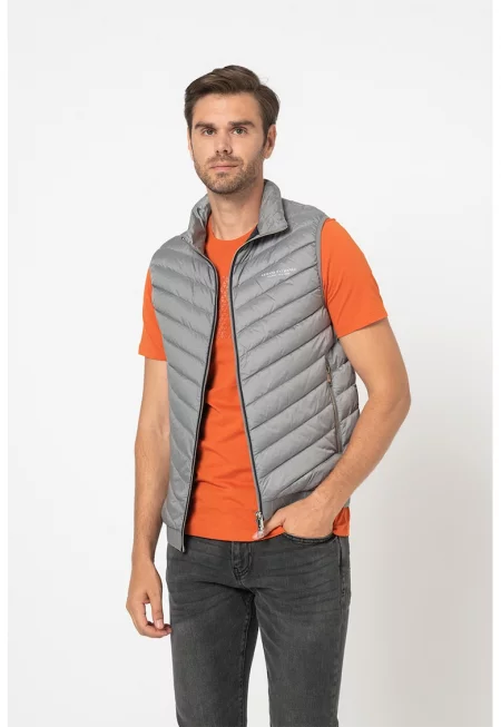 Капитониран елек с цип - Сив