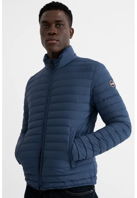 Капитонирано зимно яке със средновисока яка - Прашно синьо