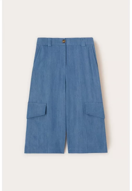 Карго пола-панталон с лиосел - Светлосин