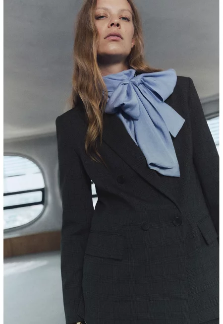 Карирано сако с двуредно закопчаване - Tъмносив