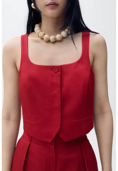 Къс елек с лен