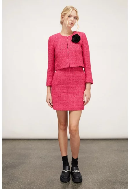 Къса пола от туид - Фуксия