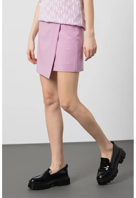 Къса пола със застъпен дизайн - Прашно розово