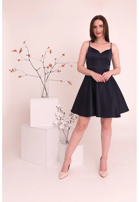 Къса разкроена рокля Vivian - Ултрамарин синьо