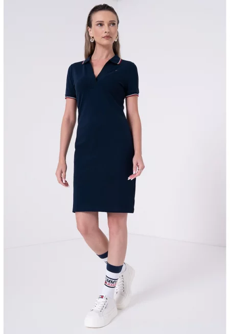 Къса рокля с яка - Тъмносин