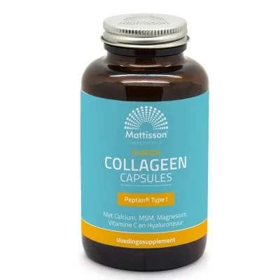 Колаген (тип 1) с калций, магнезий, МСМ, витамин C и хиалуронова киселина - Runder Collagen Peptan, 180 капсули