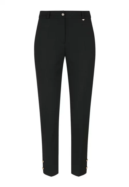 Конусовидни панталони с декоративни копчета - Черни