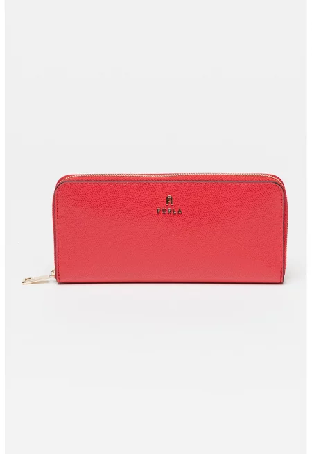 Кожен портфейл Camelia с цип - Аленочервен