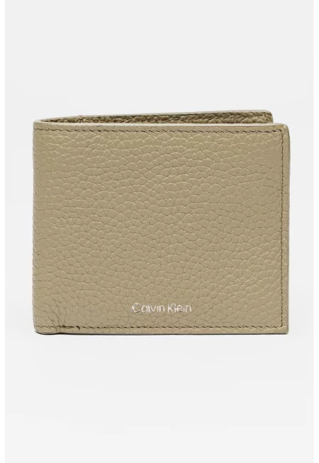 Кожен портфейл с двойно прегъване и лого - Каки