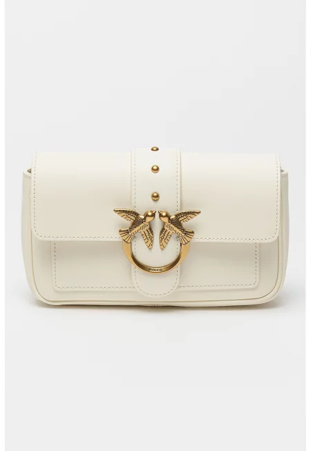 Кожена чанта през рамо Love One - Мръснобял