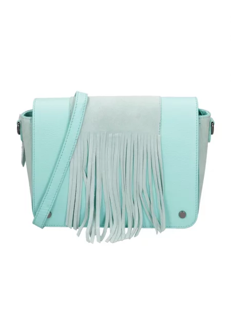 Кожена чанта с ресни - Светлозелен