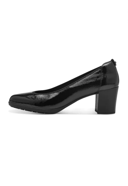 Кожени обувки с масивен ток - Избеляло черно