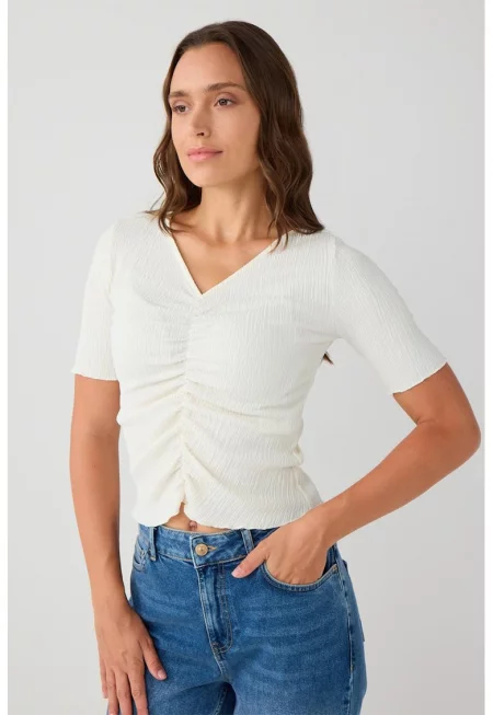 Квадратна блуза с къси ръкави