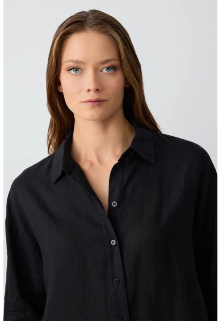 Ленена риза - Черен