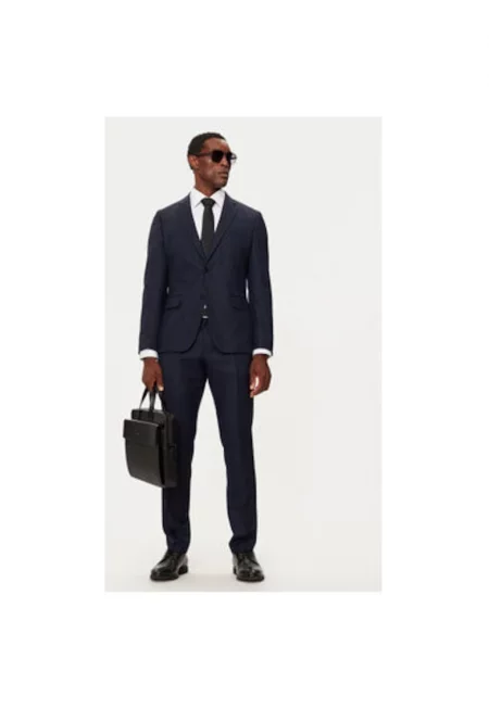 Мъжки костюм -  304240645 - Вълнен - Син - Син