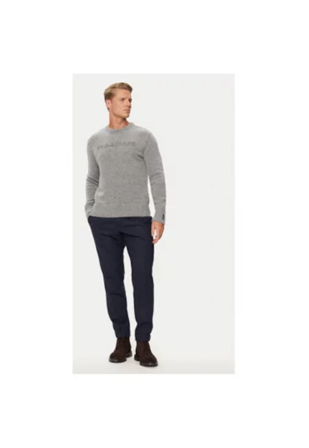 Мъжки пуловер -  304174186 - Вълнен - Сив - Сив