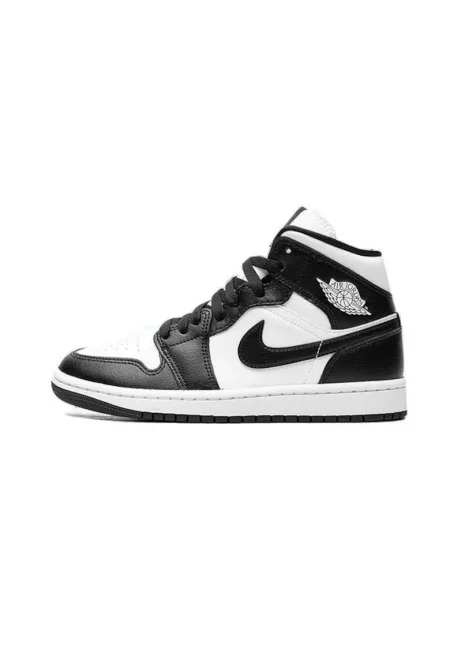 Мъжки спортни обувки -  Air Jordan 1 Mid Panda - черни и бели - висококачествени материали