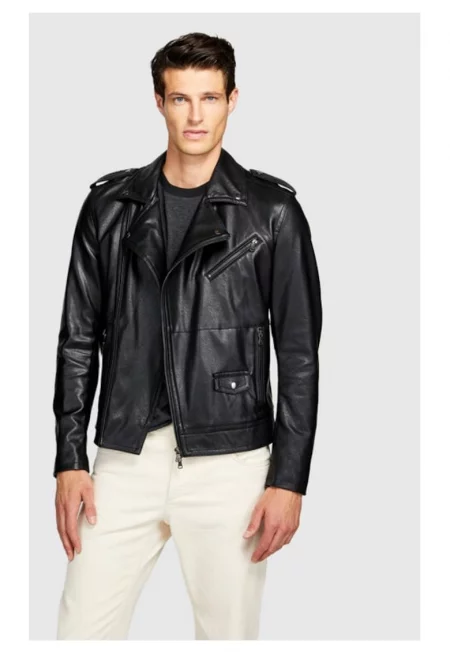 Мъжко яке -  69954 - Еко кожа - Черно