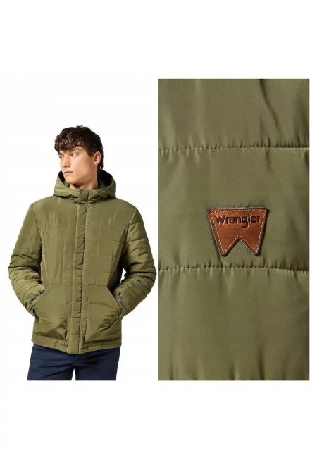 Мъжко яке -  Transitional Puffer - Стандартна кройка - Класически дизайн - С качулка - Цип - Памук - 4XL INTL - Зелен