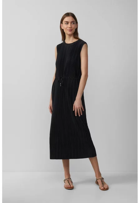 Миди рокля с регулируема талия - Черен