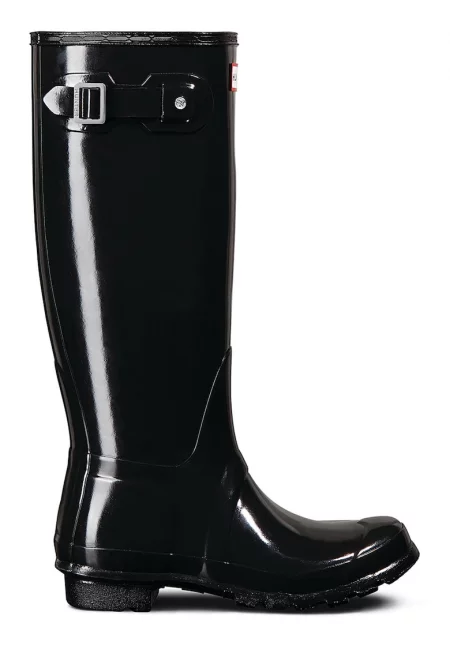 Непромокаеми гумени ботуши с лачен ефект - Черен