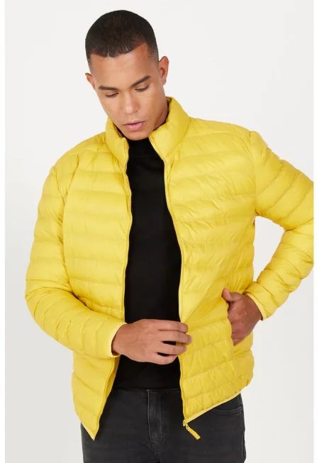 Олекотено зимно капитонирано яке - Жълт