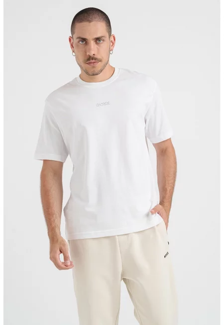 Памучна тениска с лого - Бял