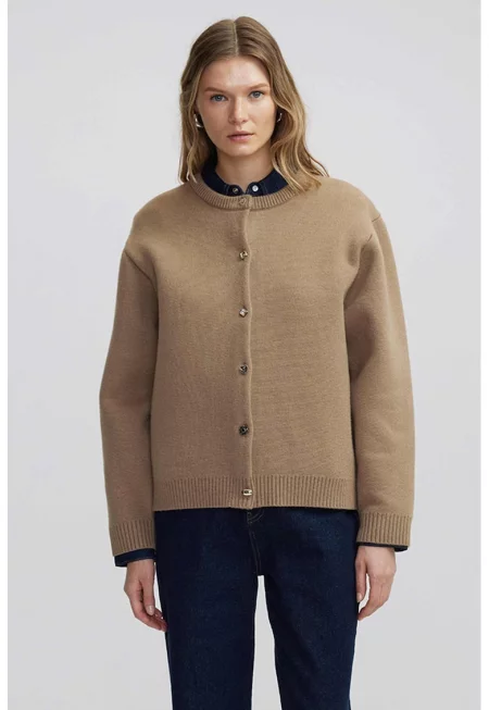 Плетено яке с паднали ръкави - Камел