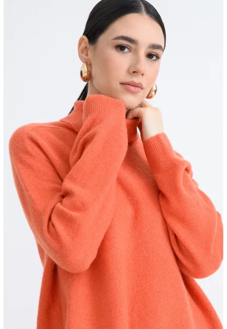 Поло със свободна кройка - Мандарина