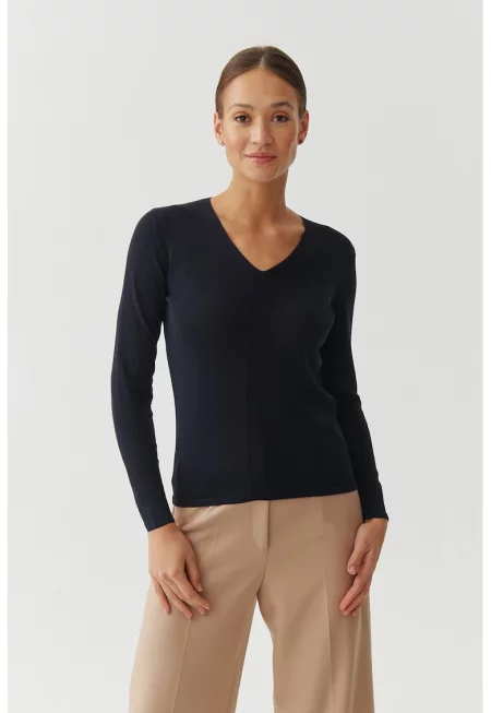 Пуловер с шпиц - Ултрамарин синьо