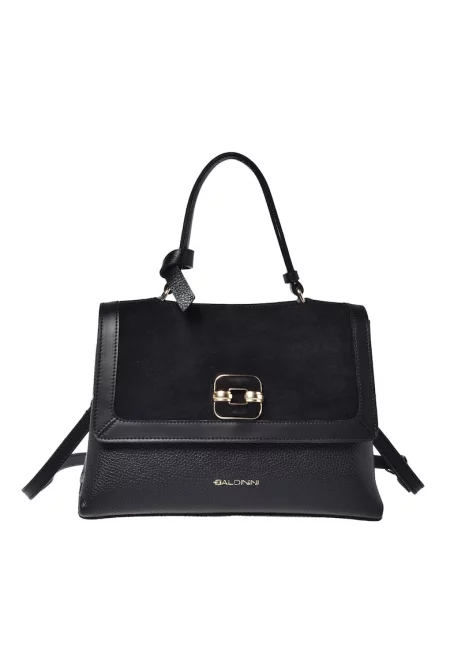 Ръчна чанта от кожа с велур